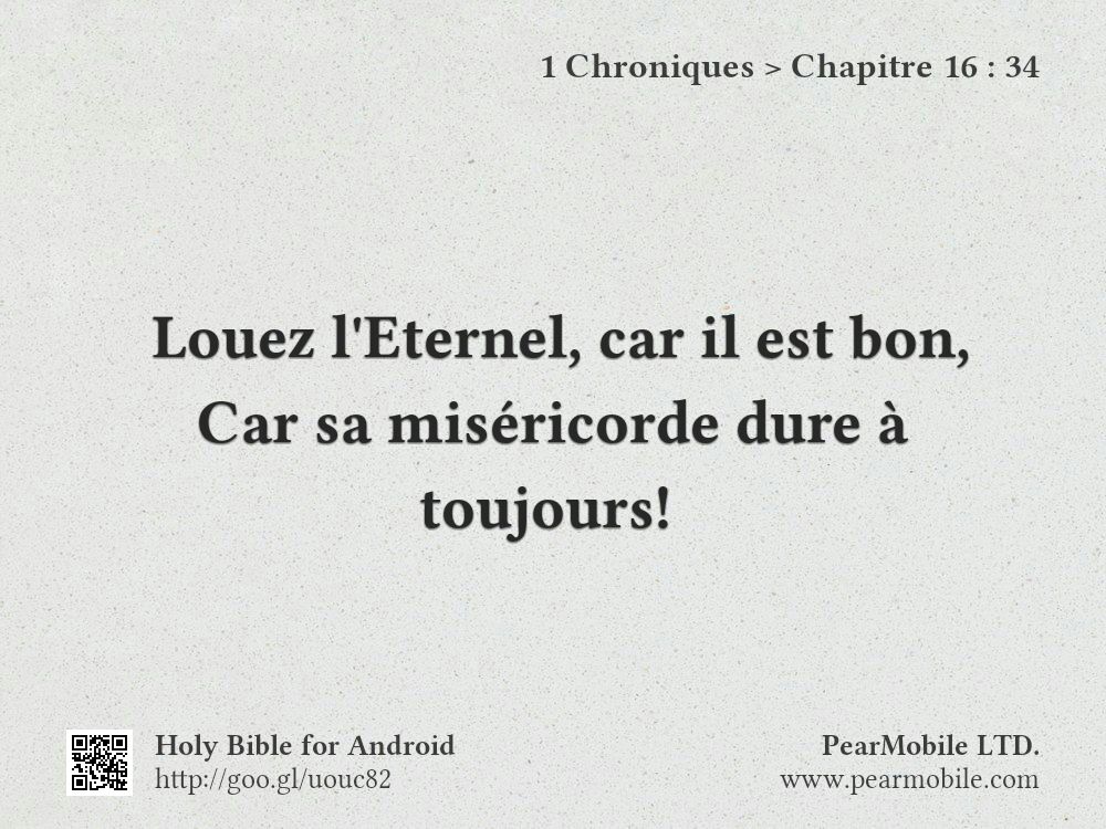 1 Chroniques, Chapitre 16:34